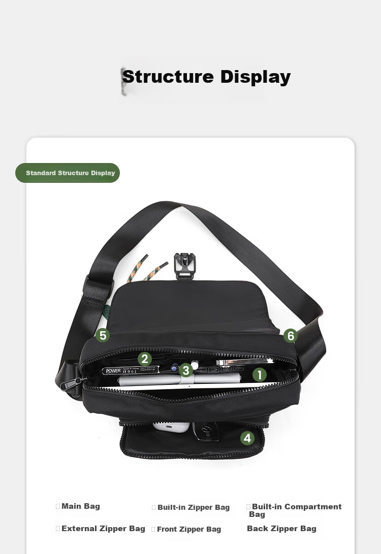 Slazenger Trendy Functional Magnetic Buckle Crossbody Bag Shoulder Bag Lightweight Large Capacity Messenger Bag, Black Extra-Large Versio 6