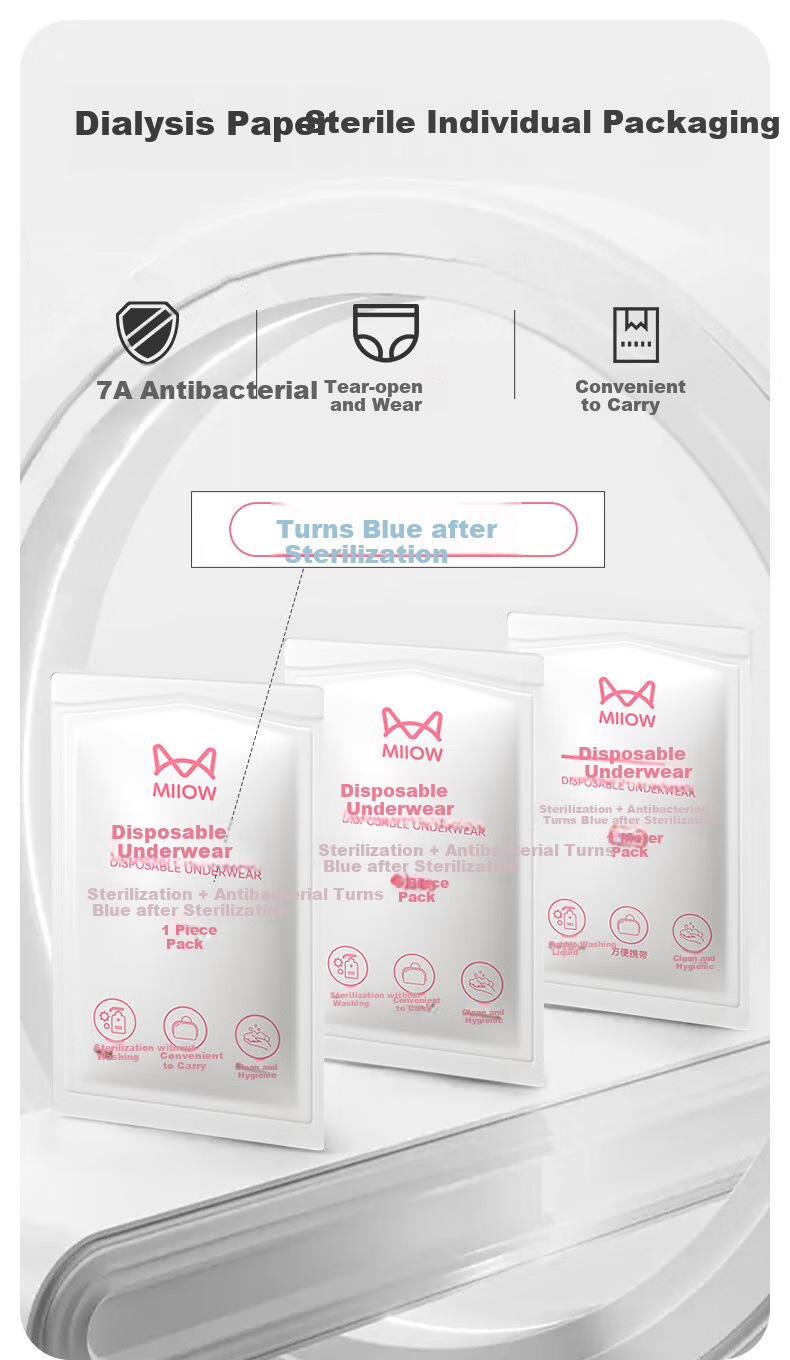 MiiOW Disposable Women's Underwear, 100% Pure Cotton, Sterilized, No-Wash, for Pregnant Women, Postpartum Care, Business Trips, Travel, Daily Use, Size L, 7 Pieces 4