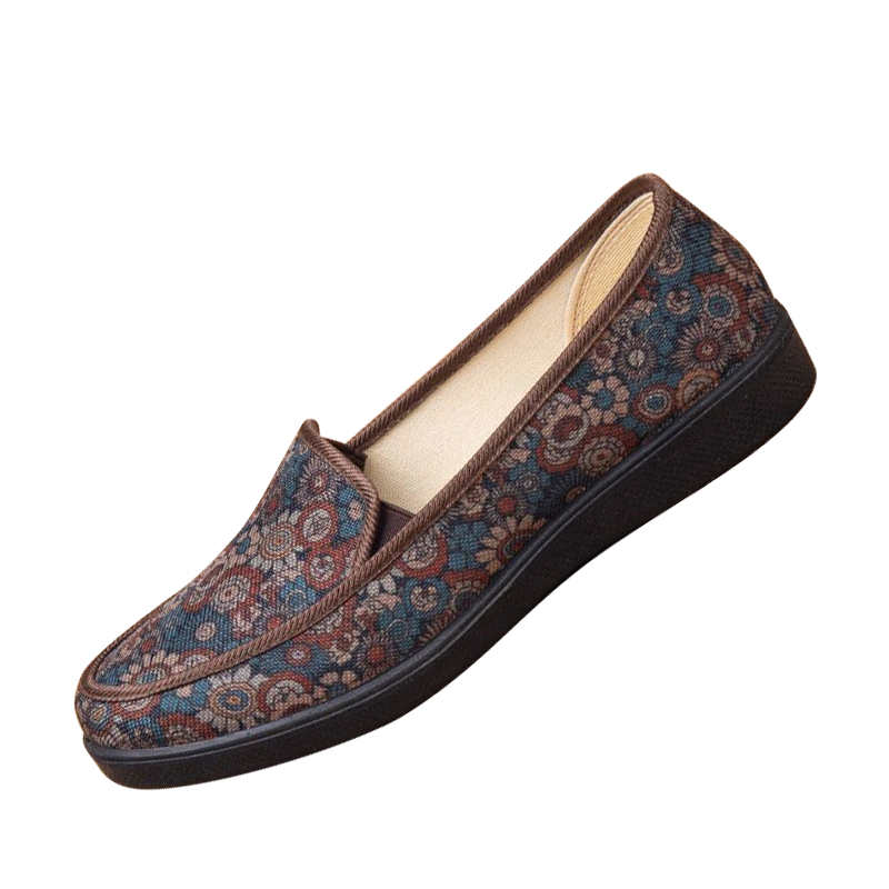 Yuzhaolin Mom Shoes Single Shoes Elderly Soft Sole Embroidered Chinese Slip-On Old Beijing Cloth Shoes Women Y2S-1005 Size 35