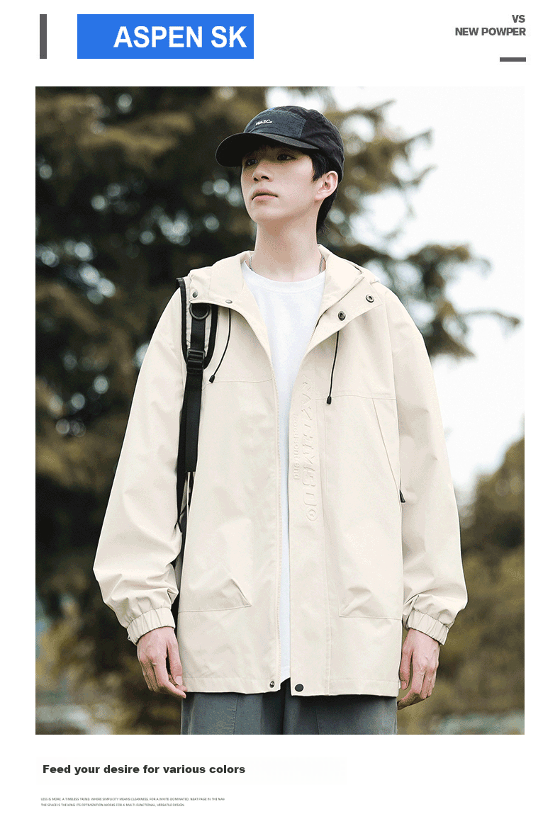 Foss Phil Men's Jacket, Spring And Autumn Outdoor Casual Sports Loose Versatile Hooded Windbreaker Top FPJK9 Black XL 2