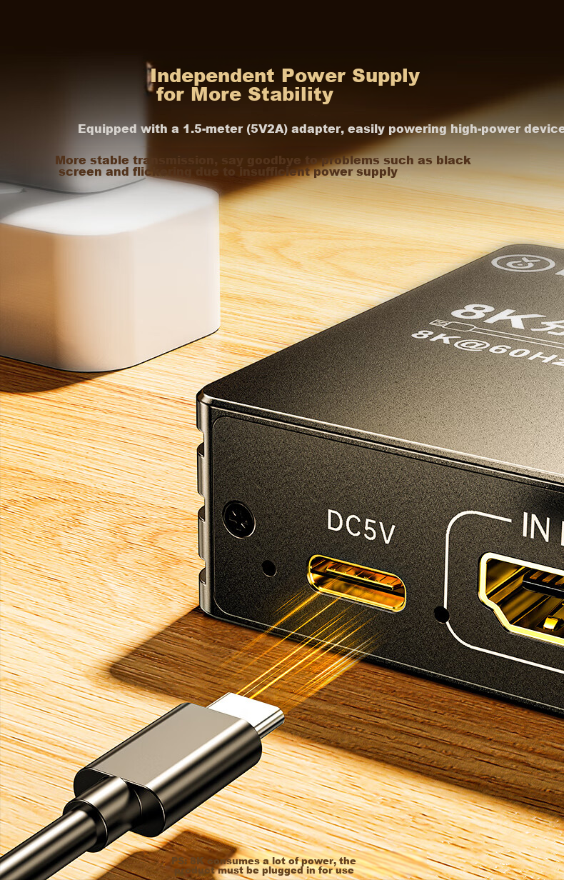 BIAZE HDMI 2.1 Splitter, One-To 8K 60Hz, 1-In Video Splitter for Laptop, TV Box to Connect TV, Monitor, Projector Screen Mirroring Display 10