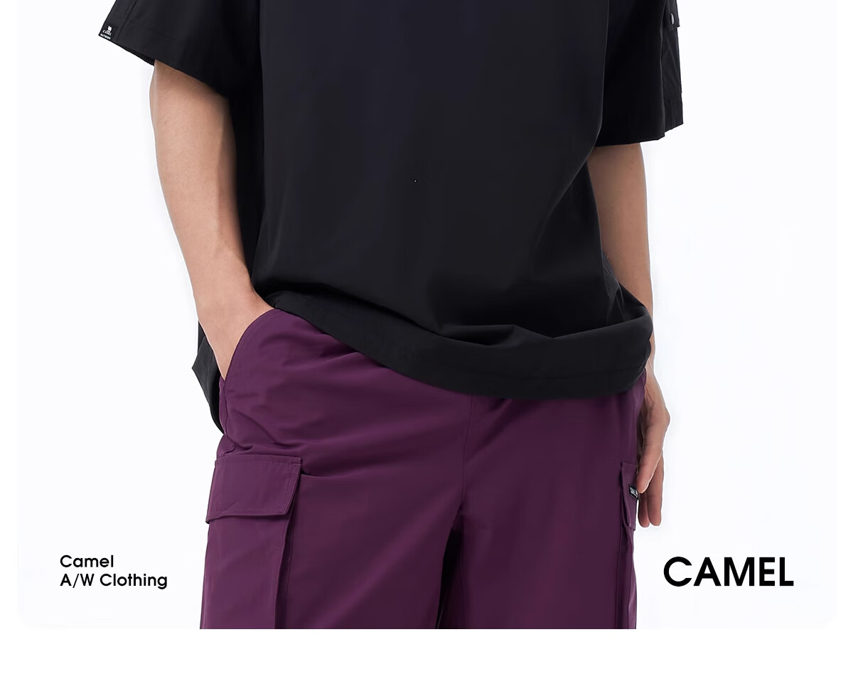 CAMEL Men's T-Shirt, Basic Simple Solid Color Round Neck Loose Short-Sleeve Top, A15BA6K067 L 2