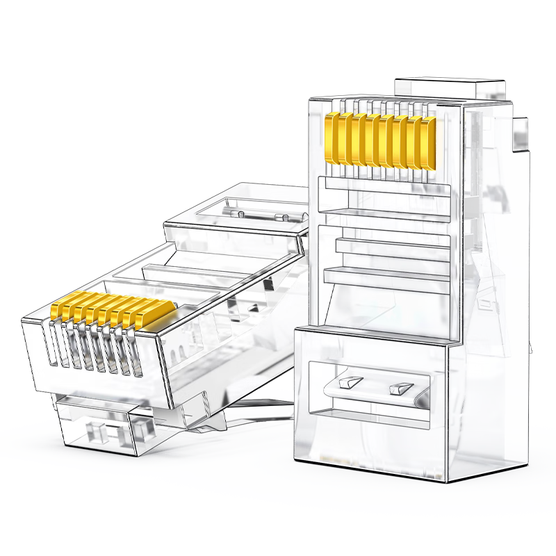 Shengwei Cat5e 30U Thickened Gold-Plated RJ45 Crystal Connectors Cat5e 8-Core Network Cable Connectors Original RJ45 Computer Network Plugs 100pcs CRJ5100Q