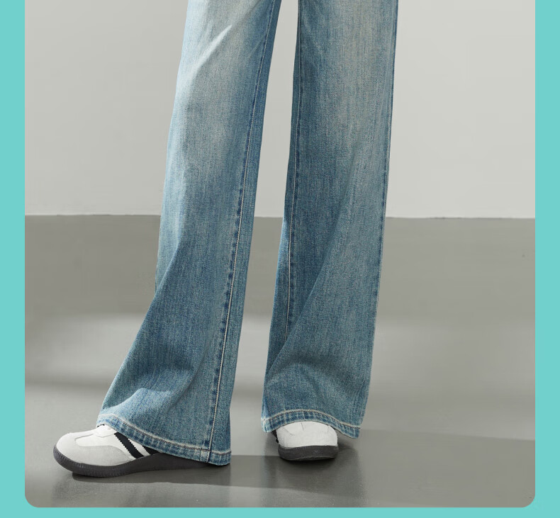 ESE-Y Straight-Leg Jeans for Women, New Spring 2025 Wide-Leg Trousers, Vintage Blue, Size 25 18