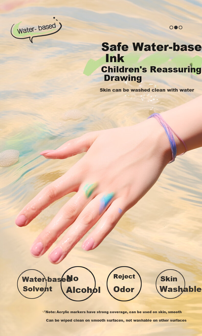 GRASP Acrylic Markers, 12 Colors, Stackable, Strong Coverage, Triangular Handle for Easy Grip, Watercolor Pens, Children's Hand-Drawn Report Drawing Art Graffiti 6