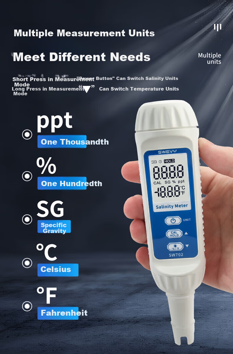 Suwei Salinity Meter, Electronic Seawater Salinity Meter, High-Precision Seawater Aquarium Aquaculture Salinity Detector SW-702 6