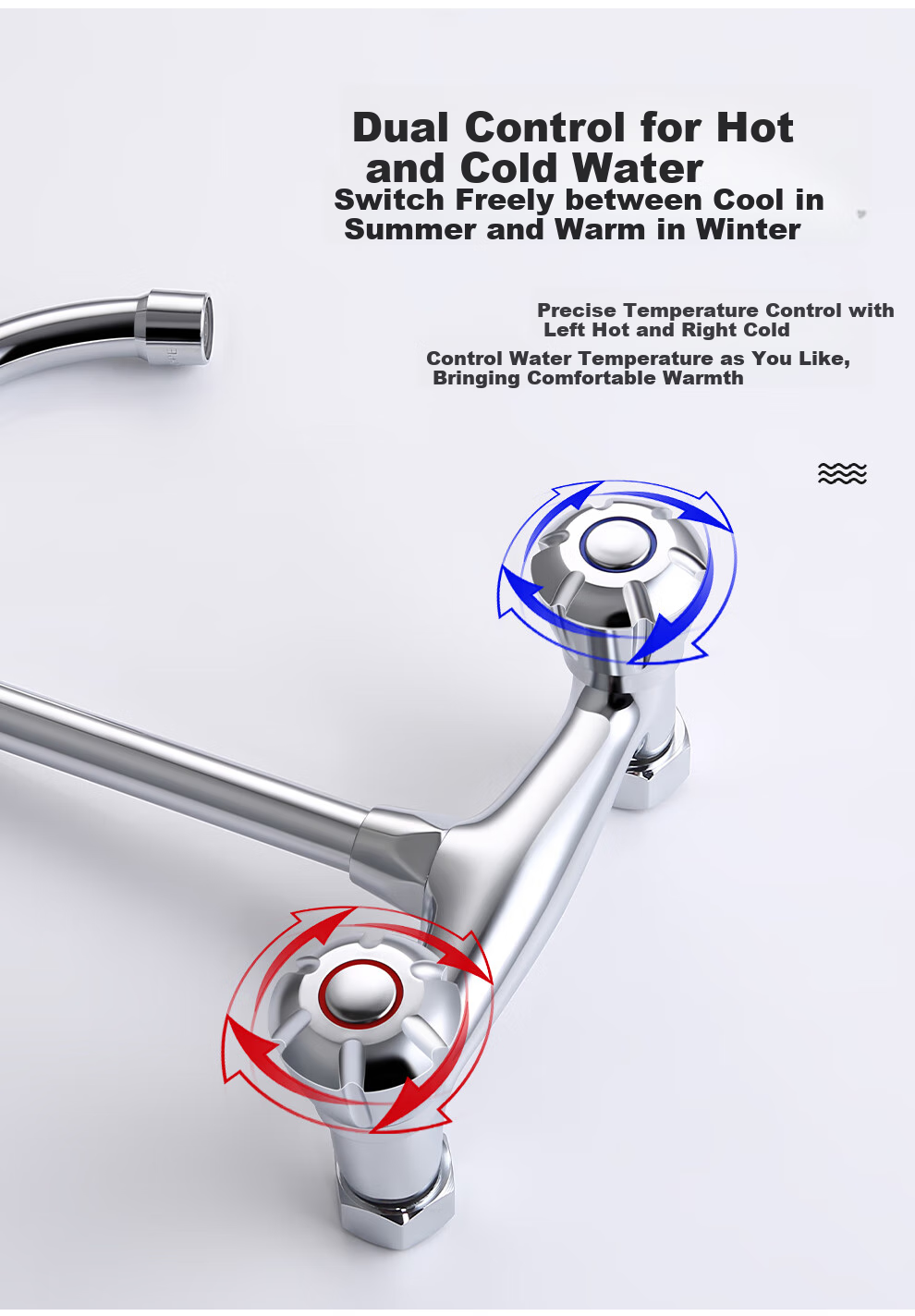 Larsd Wall-Mounted Kitchen Faucet, Hot And Cold Rotatable Sink Faucet for Vegetable Washing Basin, Balcony Mixing Valve Faucet LD75042 5