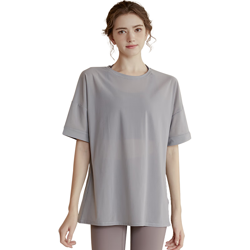 Xueqiman Loose Lightweight Yoga Shirt Women's Sports Top Running Quick-Dry Short Sleeve T-Shirt Breathable Summer Fitness Wear