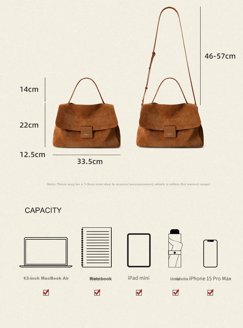 CASSILE Women's Handbag Tote Bag, Vegetable Tanned Top-Grain Leather, Large Capacity, Light Luxury Handbag, 520 Gift 7
