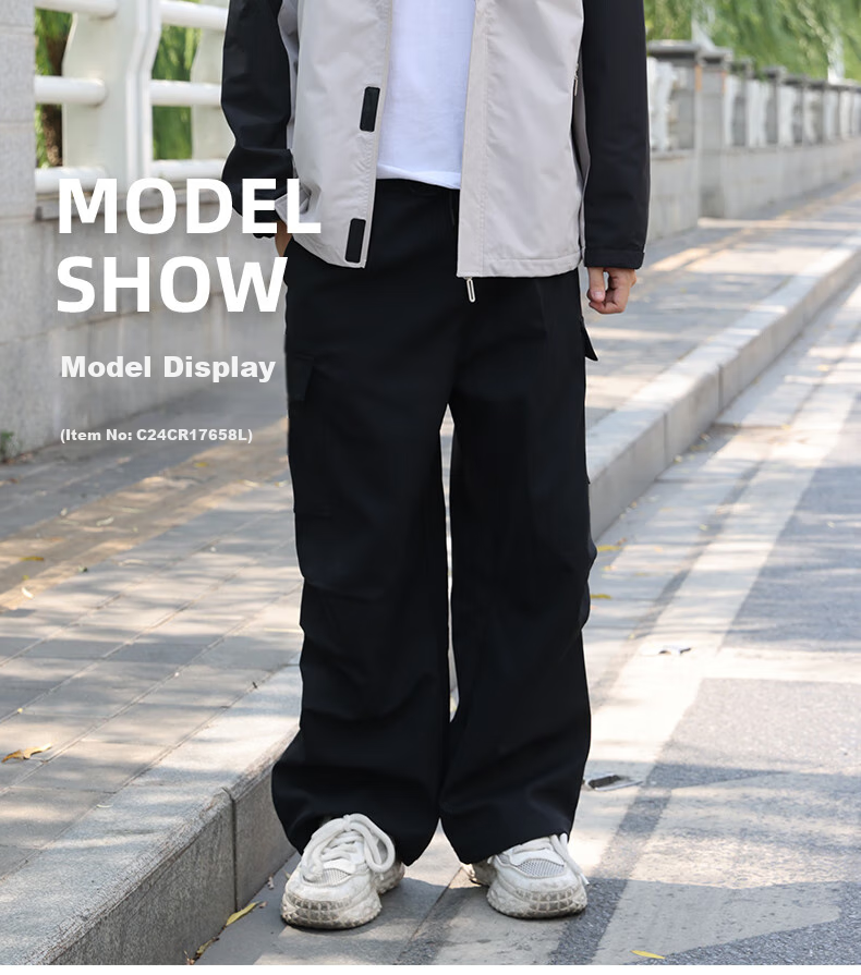 CAMEL Functional Cargo Parachute Pants, Unisex Drawstring Wide-Leg Trousers, 733CAYL6016C, Charcoal Gray, Size L 22