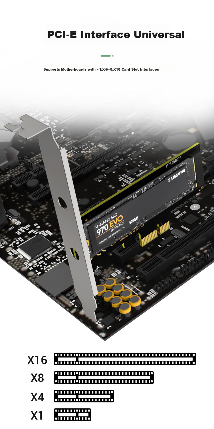KELEPU NVMe Adapter Card, PCIe X1 to M.2 Expansion Card, SSD Enclosure Expansion Card Compatible with Desktop Computers 2