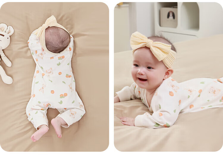 Aibaoshi Baby Clothes Romper, Pure Cotton, Spring And Autumn, Newborn Infant Bodysuit, Monk Outfit, 2 Pieces, Size 66, Red Heart Bear T141 18