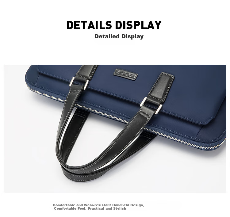 GOLF Business Briefcase for Men, Stylish Nylon Water-Resistant Large Capacity Handbag, Multifunctional Horizontal Style Shoulder Crossbody Casual Men's Bag 5I568364J Blue with Black 16