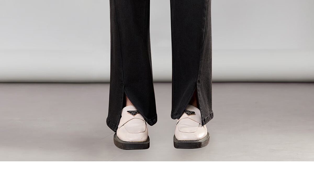 PinCai Women's Cropped Jeans, Petite Size, Solid Color, Slim Fit, High-Waisted, Stretchy, Side Slit, Straight-Leg Casual Pants P12KN1978 22