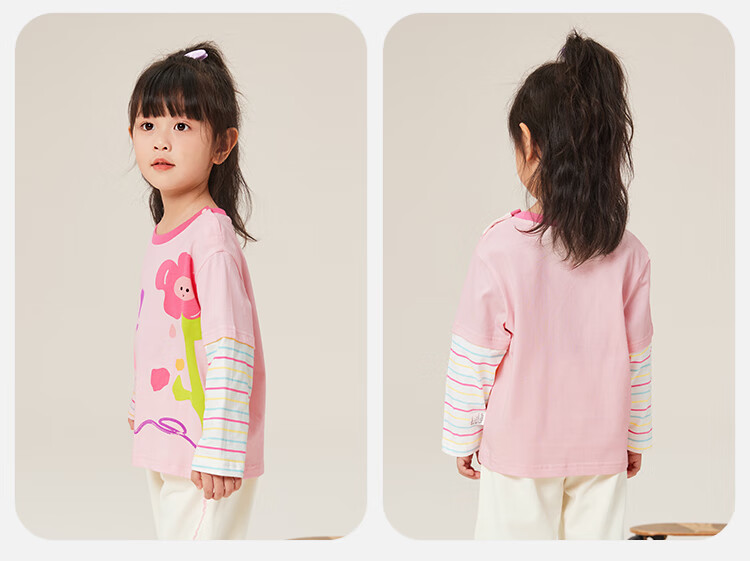 YUZHAOLIN Children's T-Shirt Spring Girls' Pure Cotton T-Shirt Toddler Baby Versatile Basic Top Dream Rabbit 11