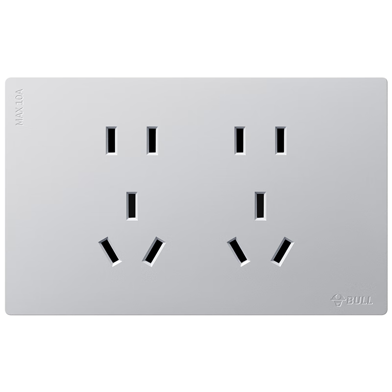 BULL Ultra-Thin Multifunctional 118-Type Switch Socket Panel 10-Hole 6-Hole Socket G60Z256 Space Silver