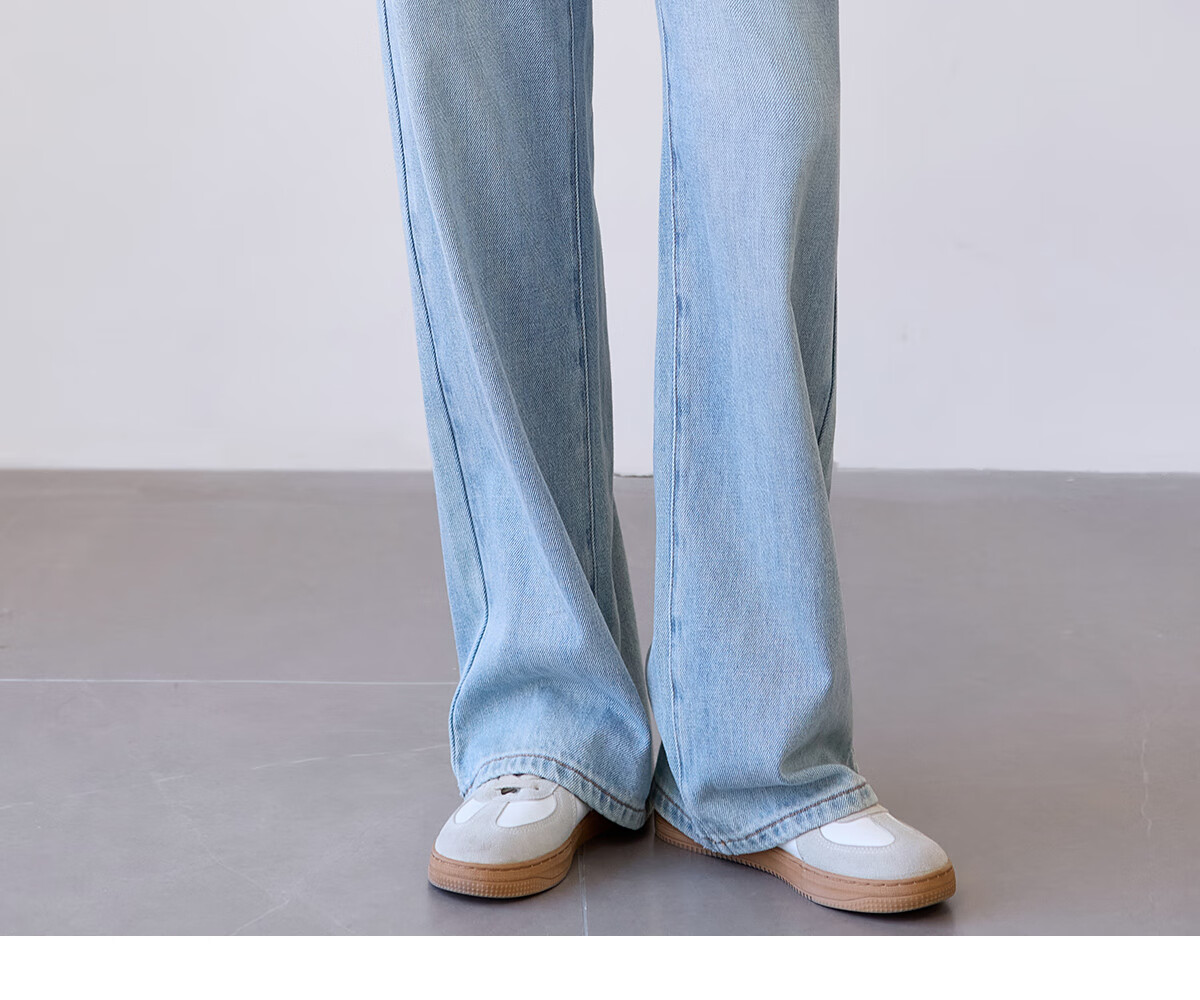 Chushen Spring Autumn Women's Classic Vintage High Waist Straight Loose Slim Casual Denim Jeans S51N057 8