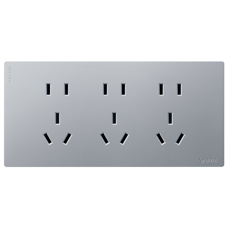 BULL Switch Socket, Ultra-Thin Multifunctional 118-Type Socket Switch, 15-Hole Nine-Hole Socket Panel, G60Z356 Moon Shadow Gray
