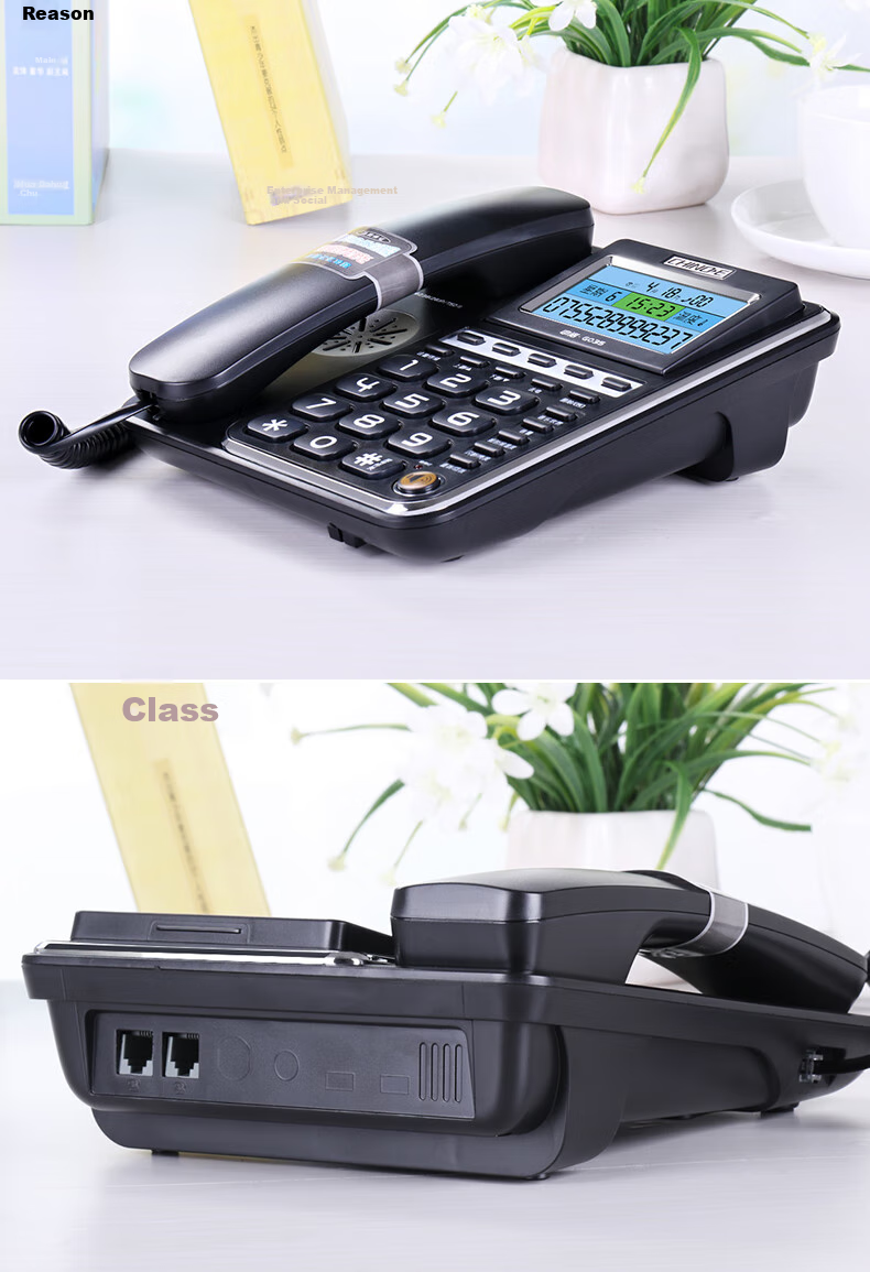 CHINO-E Landline Telephone with Caller ID Display, 5 Pre-Programmed Family Numbers, Adjustable Screen Angle, Caller Number Display, Corded Phone G035 Black Office Companio 9
