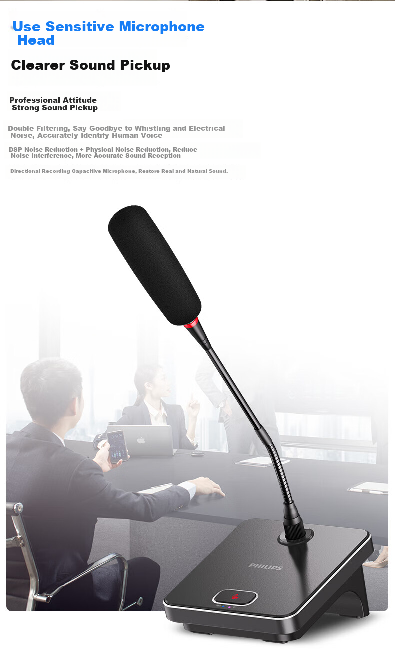PHILIPS PSE0450 U-Segment Wireless Gooseneck Microphone, AI Noise Reduction, Full-Duplex Communication, Video Conferencing, Speech, Condenser, 16-Bit 48kHz USB 5