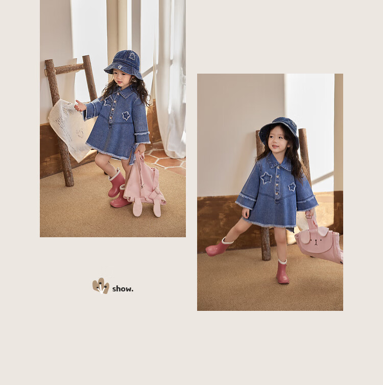 LUSON Chen Da Zhu Little O Baby Denim Dress for Women, Fashionable And Stylish, New Spring And Autumn 2025 Collection, Casual Dress for Infants 4