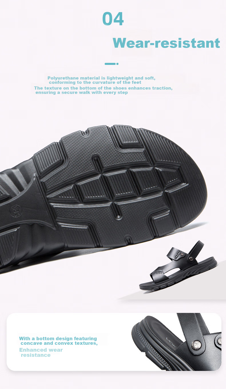 Aokang Official Men's Sandals, Summer Beach Shoes with Soft Soles, Comfortable And Breathable, Two-Way Wear, Men's Slippers, Casual Shoes, Black, Size 39 7