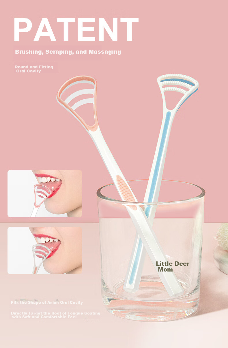 FAWNMUM Tongue Coating Cleaning Care Kit, Tongue Coating Cleaner, Tongue Brush, Tongue Scraping Tool, Tongue Cleaning Device 3