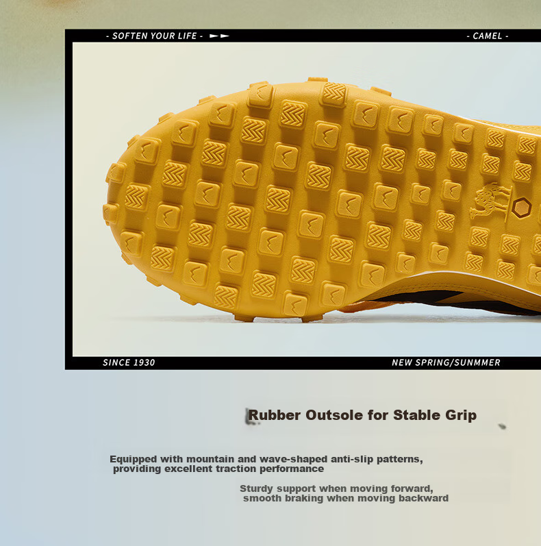 CAMEL Mountain And Sea Flip-Top Version Thin-Soled Women's Shoes Retro German Training Sneakers X25B09L7038 Yellow/black 35 7