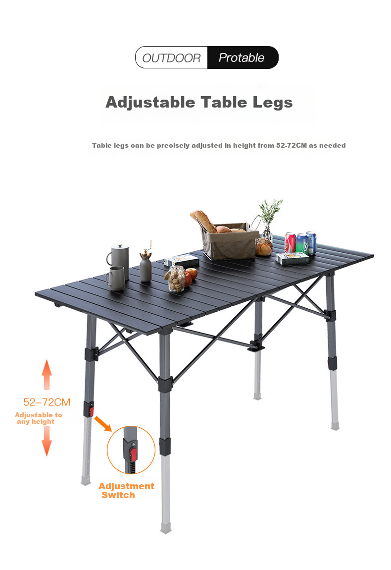 V-CAMP Outdoor Folding Table And Chair Set, Picnic Table And Chairs, Camping Barbecue, 120cm Portable Aluminum Table, 7-Piece Set 4