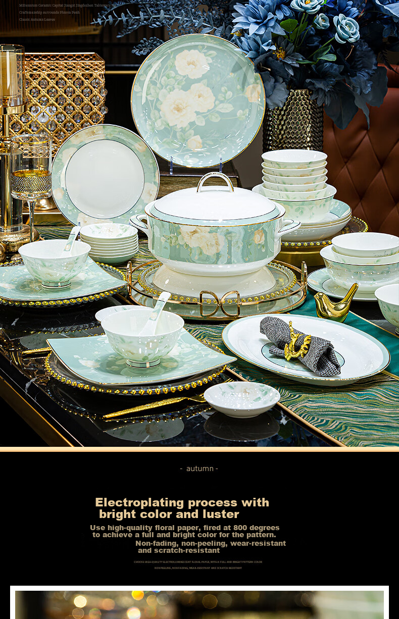 Ciliwanjia Tableware Set, Complete Chinese High-End Ceramic Bowls And Plates, Housewarming Bowl And Chopsticks Set, 58-Piece Premium Gift Box 2
