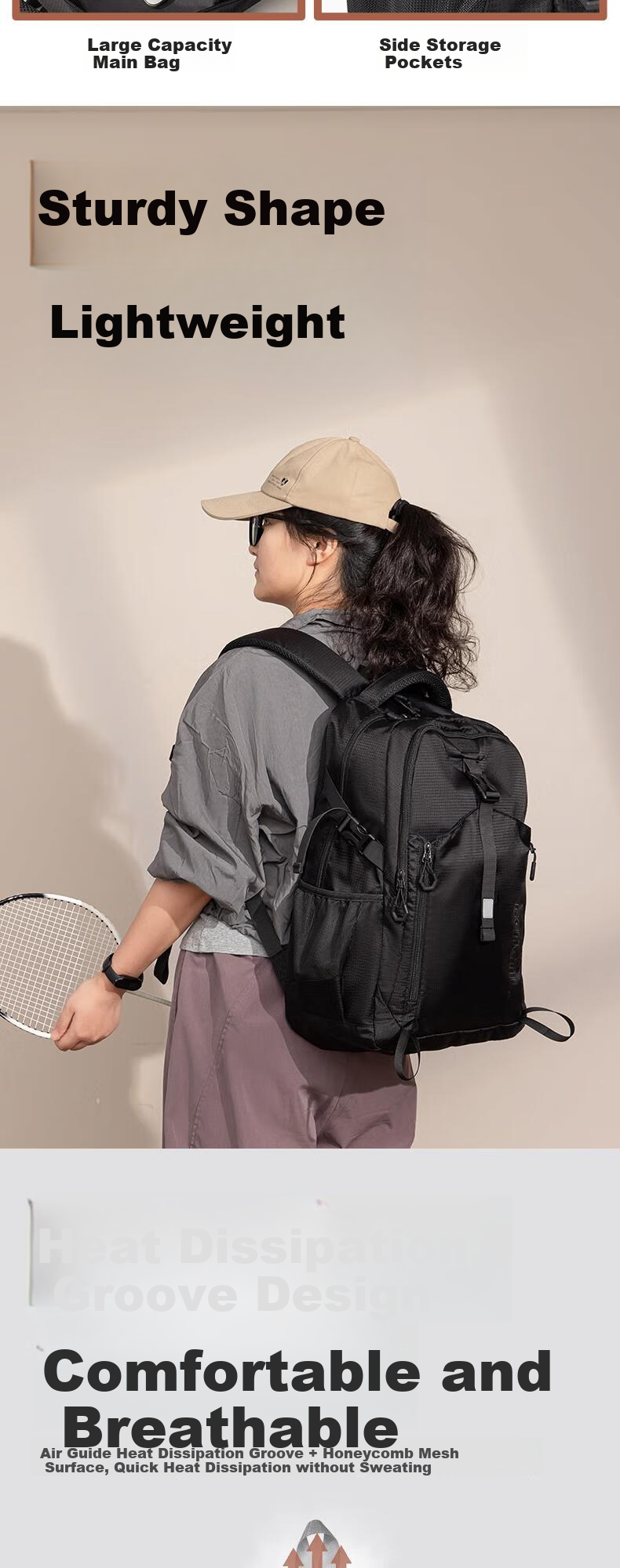 Deli Sports Reflective High School Basketball Backpack Large Capacity Backpack with Separate Basketball Compartment Shoulder Bag Navy Blue BB186 4