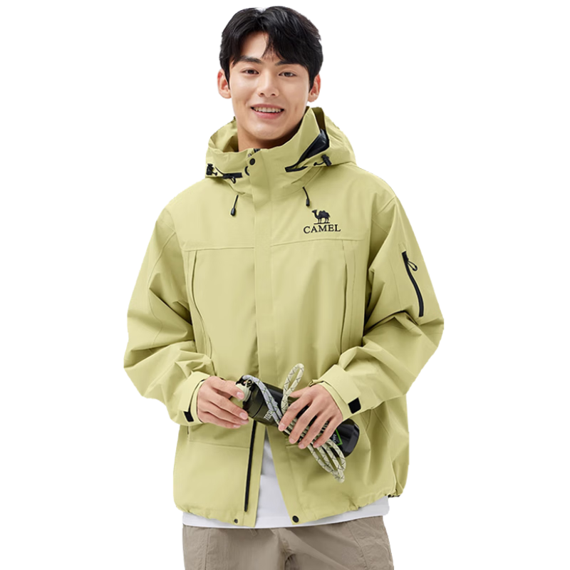 CAMEL Women's Single-Layer Hard Shell Jacket, Waterproof And Windproof Casual Coat for Men And Women, A35BA46074, XXL