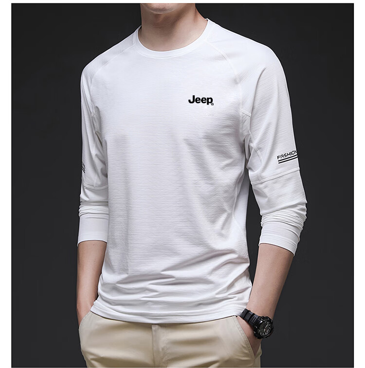 JEEP Men's Long-Sleeve T-Shirt, Casual Round Neck Undershirt for Spring And Autumn, Men's Clothing 702095, Dark Gray, Size M 7