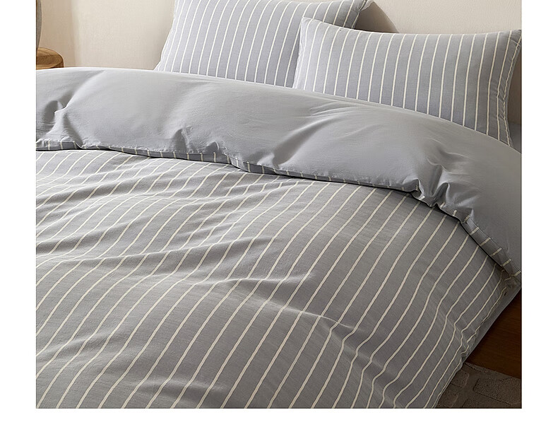 Shuixingjiafang Four-Piece Bedding Set, Pure Cotton 100%, Class A 60-Count Washed Cotton, Duvet Cover, Pillowcases, Bedsheet, Double Bed Size 1.8 Meters, Blue Harmony 10