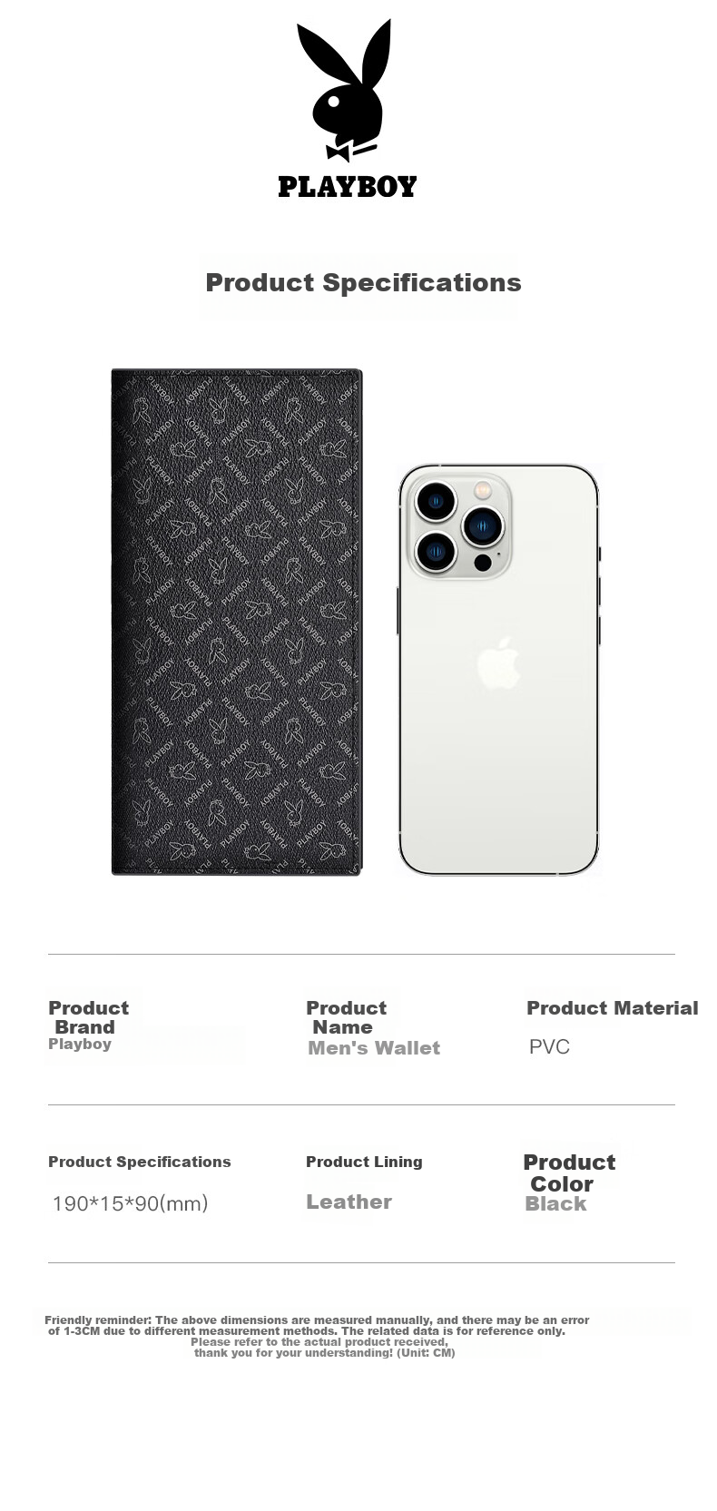 PLAYBOY Wallet, Men's Long Multi-Card Slots Fashionable ID Document Holder, Lightweight Multifunctional Purse for Students, Birthday Gift 9