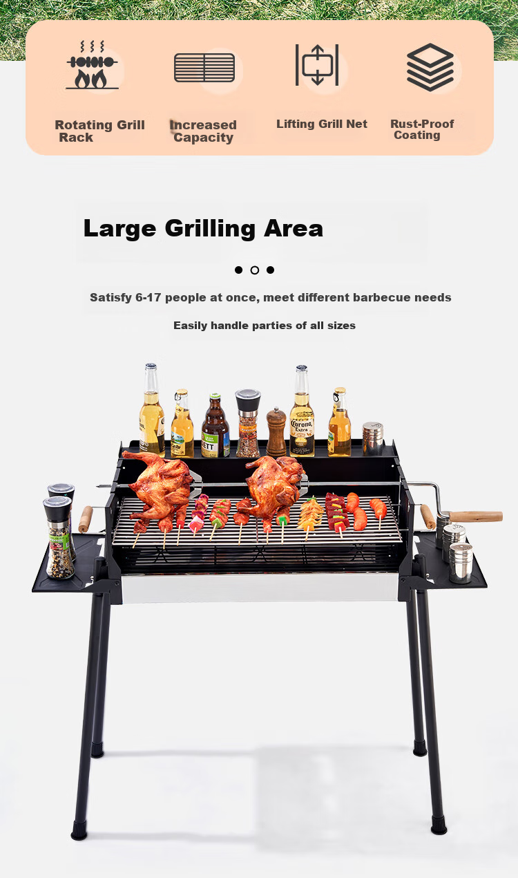 Suncojia Barbecue Grill, Portable Foldable Charcoal Grill for Lamb Legs And Chicken, Charcoal Barbecue Stove 2