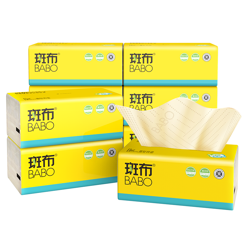Banbu Facial Tissues, 3-Ply, 150 Sheets*9 Packs, Large Size, Virgin Bamboo Pulp, Water-Resistant, Tissue Paper, Toilet Paper, Whole Box