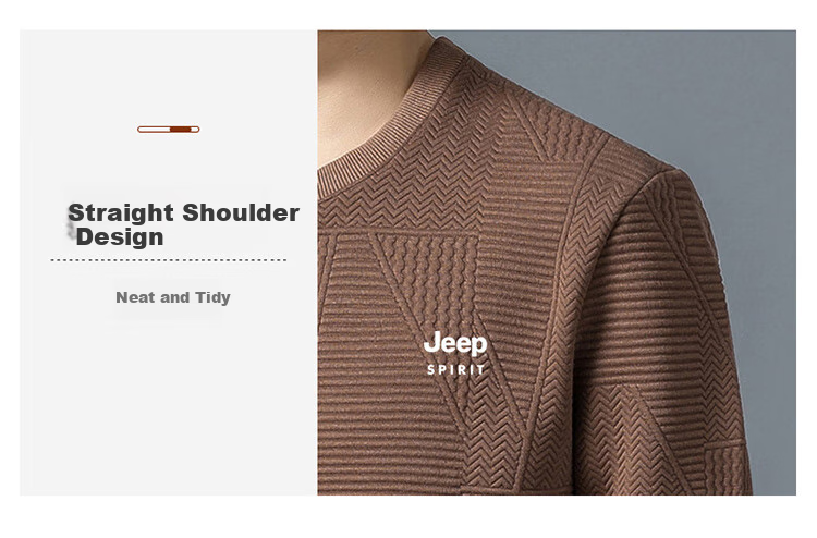 JEEP SPIRIT Men's Sweatshirt, Spring Men's Jacket, Long-Sleeve T-Shirt, Casual Menswear, Black, M 7