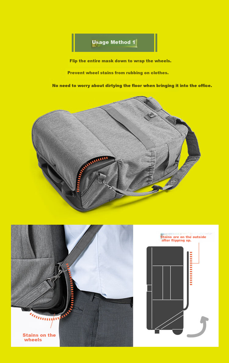 SANWA Multifunctional Pull-Back Backpack with Wheels, Business Backpack, Luggage Bag, Travel Bag, Carry-On Approved, 22 Liters 17