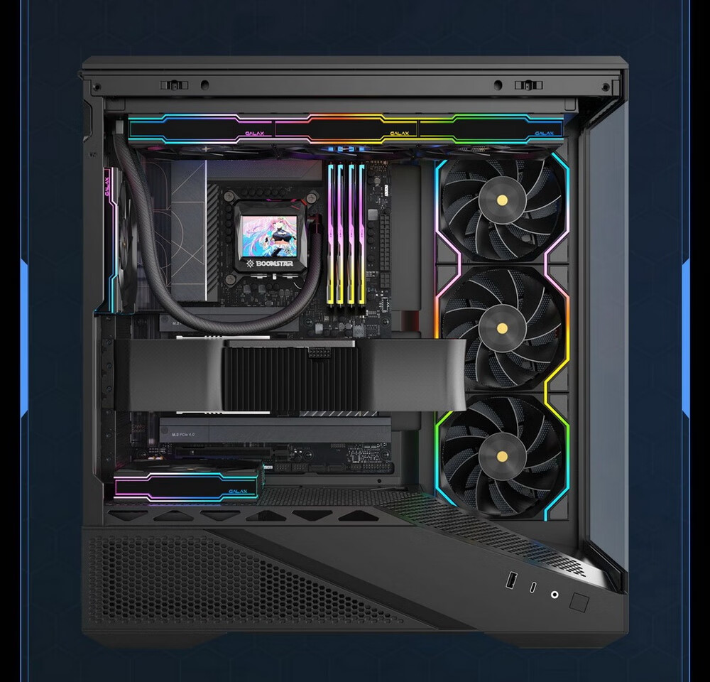 Yingchi Metal Master Dark Knight Gaming Computer Case (ATX, Supports 360mm Water Cooling, Quick Disassembly, Top And Bottom Compartment View, TYPE-C, Parts Box, Cable Management) 17