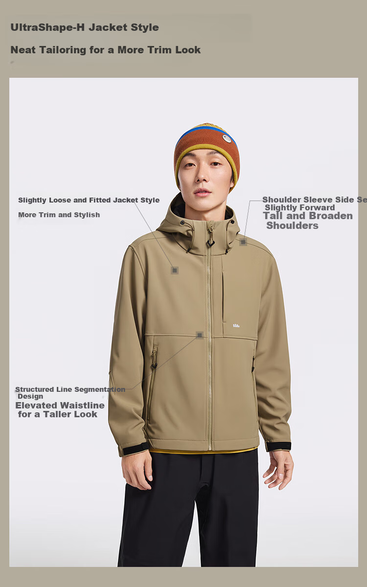 Beneunder Men's Jacket, Autumn And Winter Style, Soft Shell Jacket, High Elasticity, Warm Outerwear, Outdoor ST88324, Pine Nut Brown, XL 20