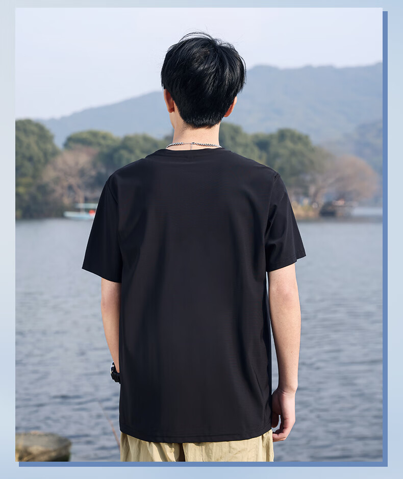 Huili Short-Sleeve T-Shirt for Men, Summer Cool Ice Silk Sports Tee, Loose Casual Quick-Dry Breathable Top 11