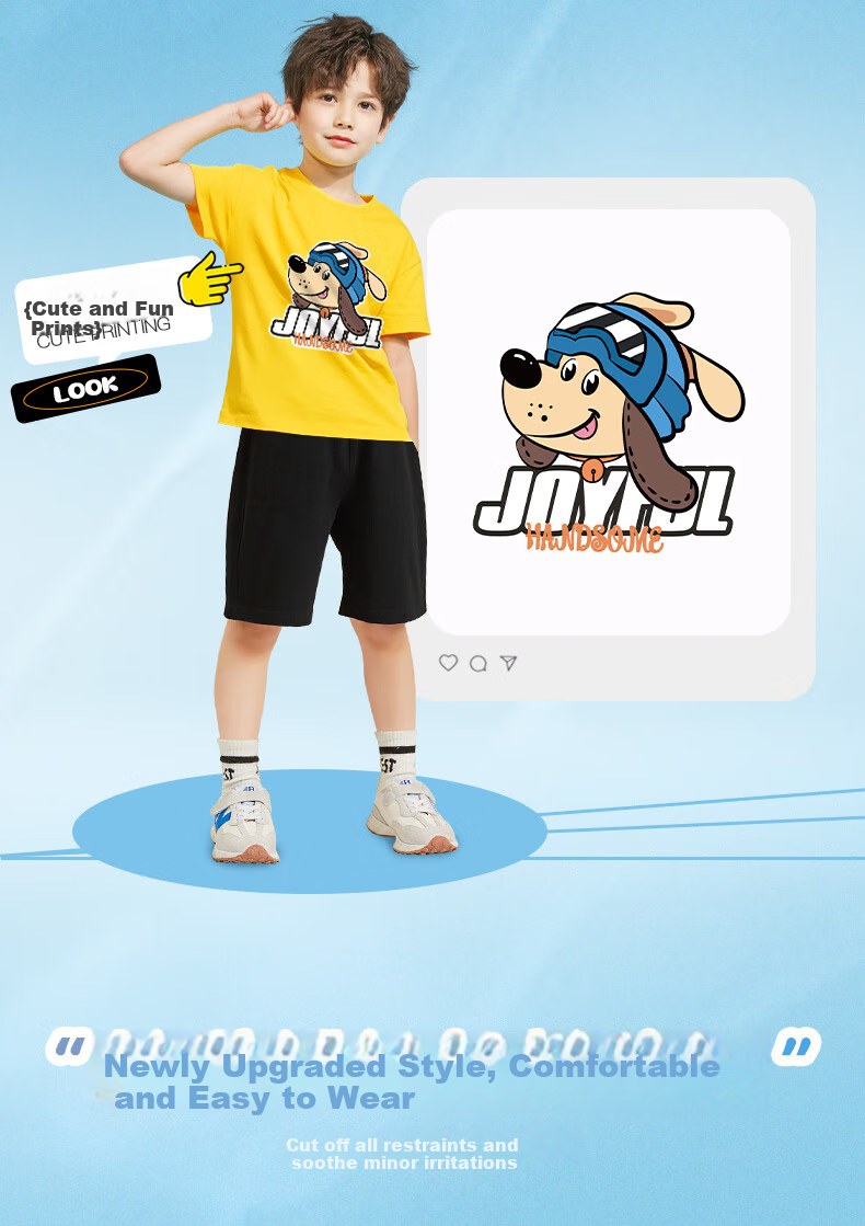 Jeanswest Boys' Summer Outfit Set 2026, Children's Short-Sleeve T-Shirt, Boys' Summer Shorts Two-Piece Set, Trendy And Stylish Clothing 5