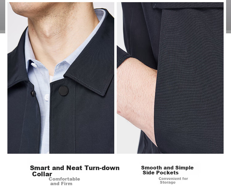 FIRS Lapel Collar Lightweight Jacket for Men, Crisp And Wrinkle-Resistant, Smooth Business Casual Cardigan with Embroidery, Workwear Coat for Men's Clothing 3