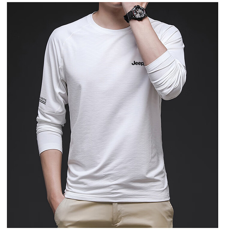 JEEP Men's Long-Sleeve T-Shirt, Casual Round Neck Undershirt for Spring And Autumn, Men's Clothing 702095, Dark Gray, Size M 6
