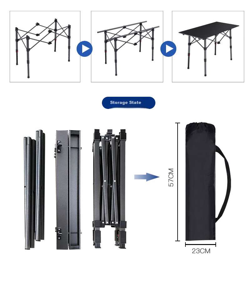 V-CAMP Outdoor Folding Table And Chair Set, Picnic Table And Chairs, Camping Barbecue, 120cm Portable Aluminum Table, 7-Piece Set 5