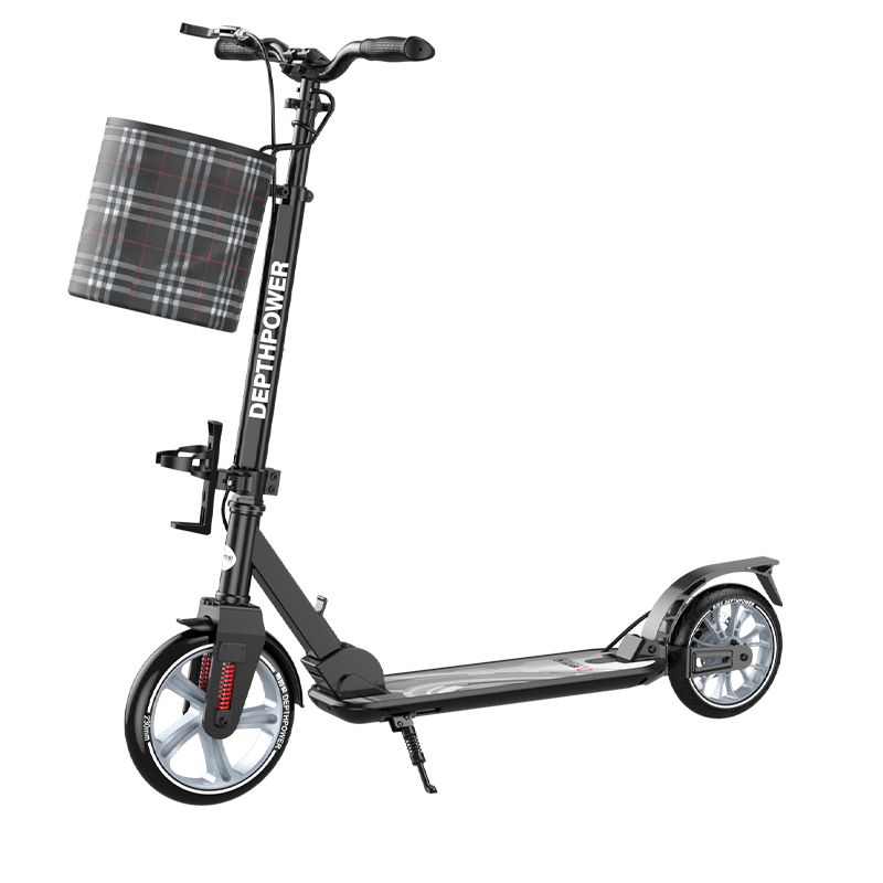 DEPTHPOWER Adult And Children's Scooter with Triple Shock Absorption, Foldable, Dual Brake, Flagship Black Model with Free Gift