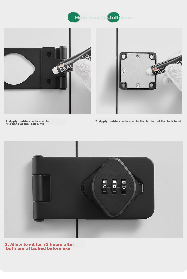 GUTE Drawer Combination Lock, No Drilling Required, Door Latch for Filing Cabinets, Shoe Cabinets, Adhesive Lockers, Furniture Simple Lock, Silver Color 11
