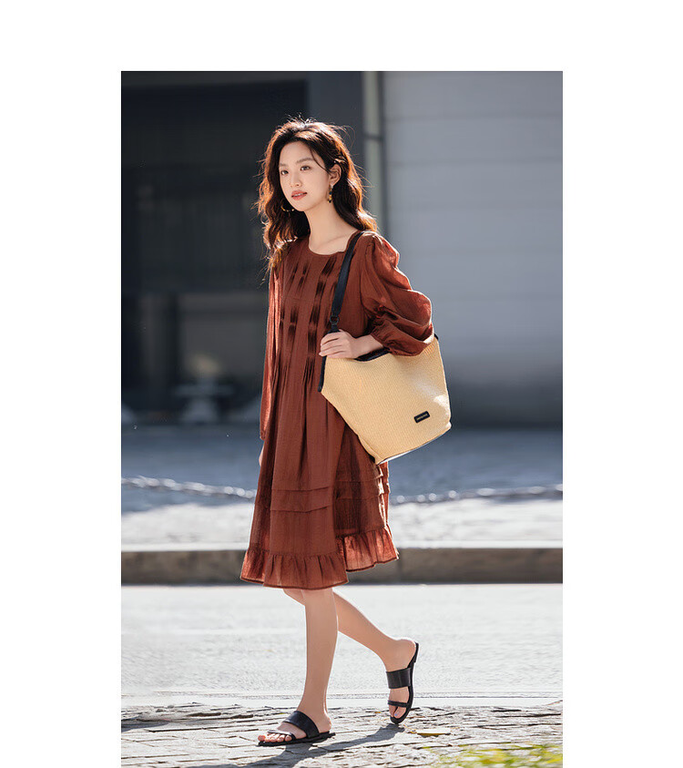 Dme [Tasha Xing Wan] Spring Silky Lyocell Tea Break Dress, Elegant Accordion Pleated Lace Dress 5