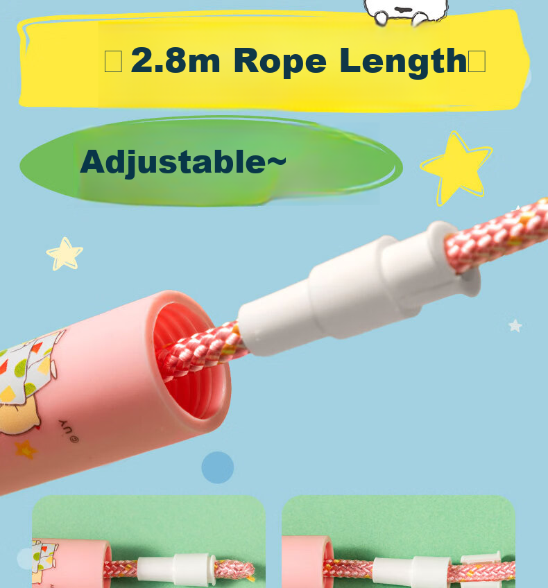 Deli Crayon Shin-Chan Co-Branded Cotton Jump Rope for Children And Students, Durable Cotton Material, Pink, Includes Stationery And Stickers 11